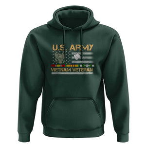 US Army Vietnam Veteran - Patriotic USA Flag Military Hoodie Vietnam War Veteran Tribute TS01 Dark Forest Green Print Your Wear