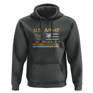 US Army Vietnam Veteran - Patriotic USA Flag Military Hoodie Vietnam War Veteran Tribute TS01 Dark Heather Print Your Wear