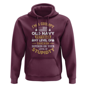 Grumpy Old Veteran Hoodie Funny Patriotic Military USA Veteran TS01 Maroon Print Your Wear