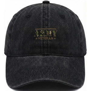 United States Army Veteran Washed Cotton Baseball Cap Proud Military Veteran TS01 Washed Cap Universal Fit Black Print Your Wear