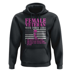 Female Veteran Hoodie - Three Sides: Veteran, Mother, Grandma - Proud Women's Military TS01 Black Print Your Wear