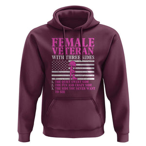 Female Veteran Hoodie - Three Sides: Veteran, Mother, Grandma - Proud Women's Military TS01 Maroon Print Your Wear