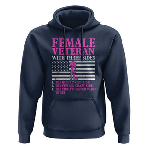 Female Veteran Hoodie - Three Sides: Veteran, Mother, Grandma - Proud Women's Military TS01 Navy Print Your Wear