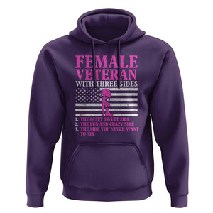 Female Veteran Hoodie - Three Sides: Veteran, Mother, Grandma - Proud Women's Military TS01 Purple Print Your Wear