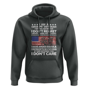 I Am a Grumpy Veteran Hoodie Proud Military Veteran - Don't Care Patriotic TS01 Dark Heather Print Your Wear