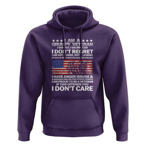 I Am a Grumpy Veteran Hoodie Proud Military Veteran - Don't Care Patriotic TS01 Purple Print Your Wear