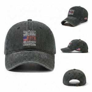 I Am a Grumpy Veteran Washed Cotton Baseball Cap Proud Military Veteran - Don't Care Patriotic TS01 Washed Cap Universal Fit Dark Green Print Your Wear