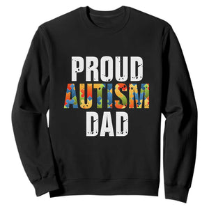 Proud Autism Dad Sweatshirt Accept Understand Love Support Jigsaw Puzzle TS01 Black Printyourwear