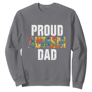Proud Autism Dad Sweatshirt Accept Understand Love Support Jigsaw Puzzle TS01 Charcoal Printyourwear