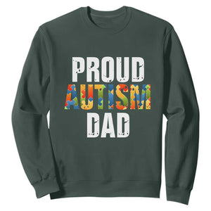Proud Autism Dad Sweatshirt Accept Understand Love Support Jigsaw Puzzle TS01 Dark Forest Green Printyourwear
