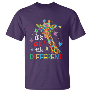 Giraffe Autism T Shirt It's Ok To Be Different TS01 Purple Printyourwear