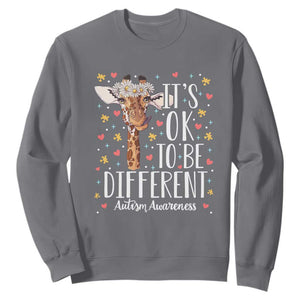 Giraffe Autism Sweatshirt Its Ok To Be Different Cute Floral TS01 Charcoal Printyourwear