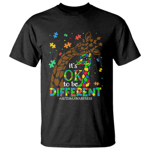 Giraffe Autism T Shirt Its Ok To Be Different Giraffe Mom And Baby TS01 Black Printyourwear