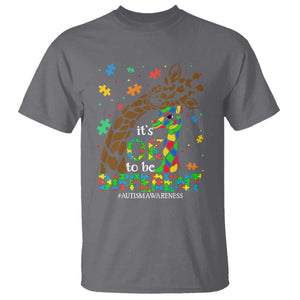 Giraffe Autism T Shirt Its Ok To Be Different Giraffe Mom And Baby TS01 Charcoal Printyourwear