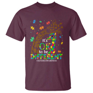 Giraffe Autism T Shirt Its Ok To Be Different Giraffe Mom And Baby TS01 Maroon Printyourwear