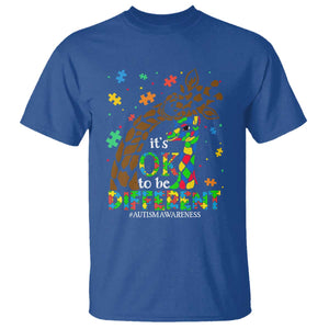 Giraffe Autism T Shirt Its Ok To Be Different Giraffe Mom And Baby TS01 Royal Blue Printyourwear