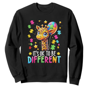 Autism Month Sweatshirt It's Ok To Be Different Cute Jigsaw Puzzle Balloon TS01 Black Printyourwear