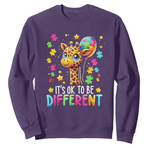Autism Month Sweatshirt It's Ok To Be Different Cute Jigsaw Puzzle Balloon TS01 Purple Printyourwear