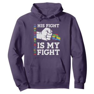 Autism Support Hoodie His Fight is My Fight Hand Fist TS01 Purple Printyourwear