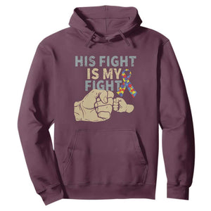 Autism Support Hoodie His Fight is My Fight Hand Fists TS01 Maroon Printyourwear
