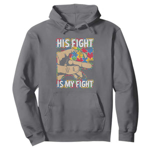 Autism Support Hoodie His Fight is My Fight Jigsaw Puzzle Little Hand Holding TS01 Charcoal Printyourwear