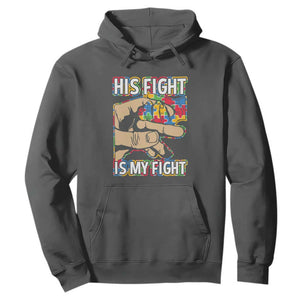 Autism Support Hoodie His Fight is My Fight Jigsaw Puzzle Little Hand Holding TS01 Dark Heather Printyourwear