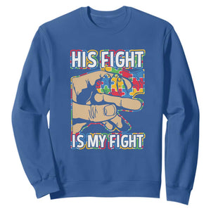 Autism Support Sweatshirt His Fight is My Fight Jigsaw Puzzle Little Hand Holding TS01 Royal Blue Printyourwear