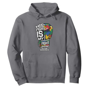 Autism Awareness Hoodie His Fight is My Fight Jigsaw Puzzle Boxing Glove TS01 Charcoal Printyourwear
