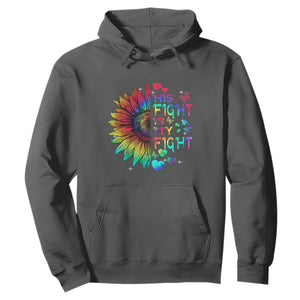 Sunflower Autism Hoodie His Fight is My Fight Rainbow TS01 Dark Heather Printyourwear