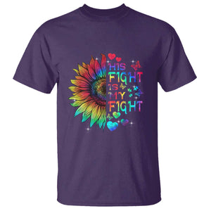 Sunflower Autism T Shirt His Fight is My Fight Rainbow TS01 Purple Printyourwear