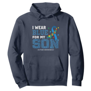 Autism Parents Hoodie I Wear Blue For My Son Family Support Puzzle Blue Ribbon TS01 Navy Printyourwear