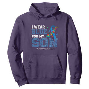Autism Parents Hoodie I Wear Blue For My Son Family Support Puzzle Blue Ribbon TS01 Purple Printyourwear