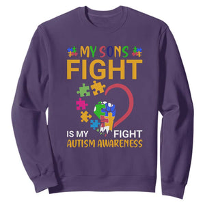 Autism Parents Sweatshirt My Son Fight is My Fight Jigsaw Puzzle TS01 Purple Printyourwear