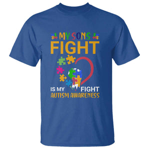 Autism Parents T Shirt My Son Fight is My Fight Jigsaw Puzzle TS01 Royal Blue Printyourwear