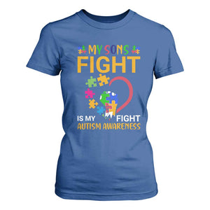 Autism Parents T Shirt For Women My Son Fight is My Fight Jigsaw Puzzle TS01 Royal Blue Printyourwear