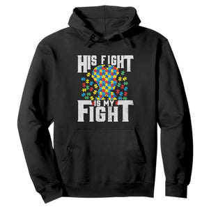 Autism Support Hoodie His Fight is My Fight Jig Saw Puzzle Boy TS01 Black Printyourwear