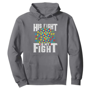 Autism Support Hoodie His Fight is My Fight Jig Saw Puzzle Boy TS01 Charcoal Printyourwear