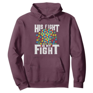 Autism Support Hoodie His Fight is My Fight Jig Saw Puzzle Boy TS01 Maroon Printyourwear