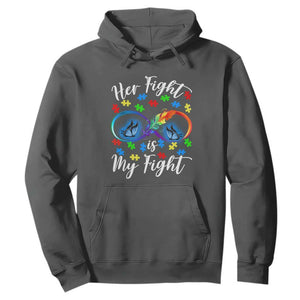 Autism Support Hoodie Her Fight Is My FightRainbow Infinity With Feather Butterflies TS01 Dark Heather Printyourwear