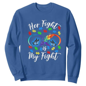Autism Support Sweatshirt Her Fight Is My FightRainbow Infinity With Feather Butterflies TS01 Royal Blue Printyourwear