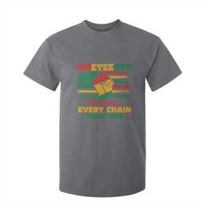 Juneteenth T Shirt For Kid Breaking Every Chain Since 1865 American Flag TS01 Charcoal Print Your Wear