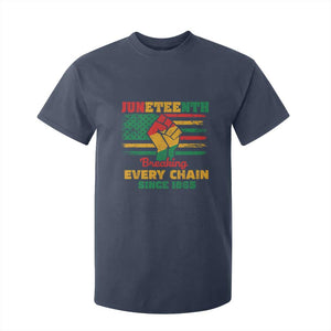 Juneteenth T Shirt For Kid Breaking Every Chain Since 1865 American Flag TS01 Navy Print Your Wear