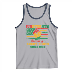 Juneteenth Tank Top Breaking Every Chain Since 1865 American Flag TS01 Athletic Heather Navy Print Your Wear