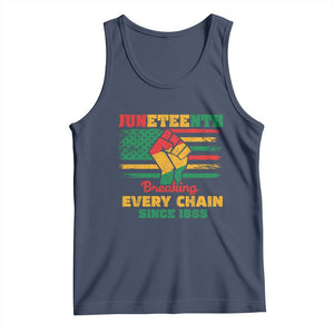 Juneteenth Tank Top Breaking Every Chain Since 1865 American Flag TS01 Navy Print Your Wear