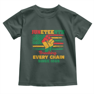 Juneteenth Toddler T Shirt Breaking Every Chain Since 1865 American Flag TS01 Dark Forest Green Print Your Wear