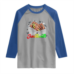 Juneteenth Celebration Raglan Shirt Since 1865 Women Nails Butterflies TS01 Sport Gray Royal Print Your Wear