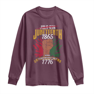 Juneteenth Since 1865 Long Sleeve Shirt My Ancestors Weren't Free In 1776 TS01 Maroon Print Your Wear