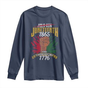 Juneteenth Since 1865 Long Sleeve Shirt My Ancestors Weren't Free In 1776 TS01 Navy Print Your Wear