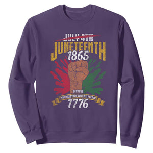 Juneteenth Since 1865 Sweatshirt My Ancestors Weren't Free In 1776 TS01 Purple Printyourwear