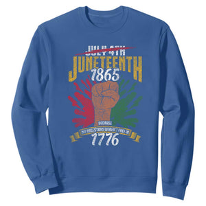 Juneteenth Since 1865 Sweatshirt My Ancestors Weren't Free In 1776 TS01 Royal Blue Printyourwear